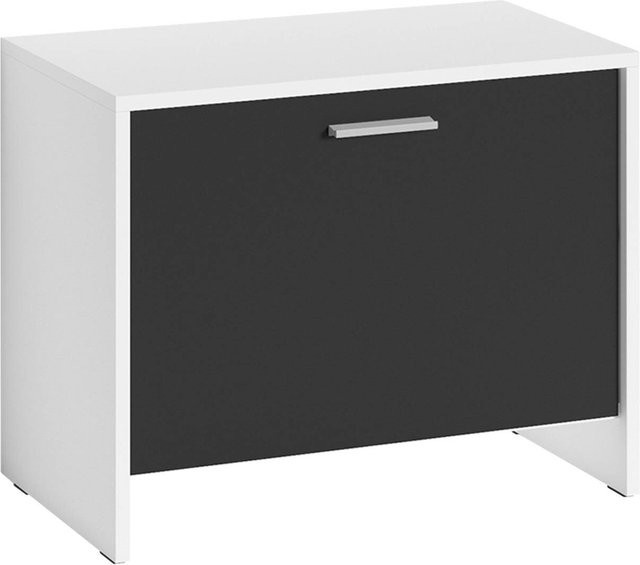 byLIVING Sitzbank BEN als Schuhregal mit Klappe und Einlegeboden, weiß/schwarz, B/H/T: 60 x 48 x 35 cm - Bild 1