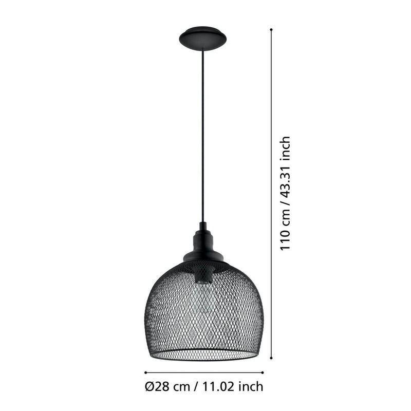 Eglo Pendelleuchte Straiton in Schwarz aus Metall mit modernem Design, E27, B/T/H: 28 x 28 x 110 cm - Bild 2