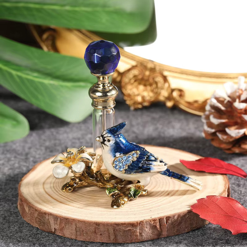 Kristallglas-Parfümflasche, 5 ml, nachfüllbar, Juwelenblumen-Design - Bild 3