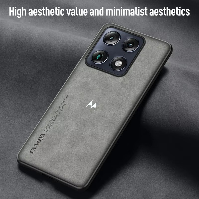 Business M LOGO Schafsleder-Lederhülle für Motorola Signature Edge 70 Ultra Fusion X70 Air Pro in Braun mit Silikon-Stoßfänger-Abdeckung - Bild 4