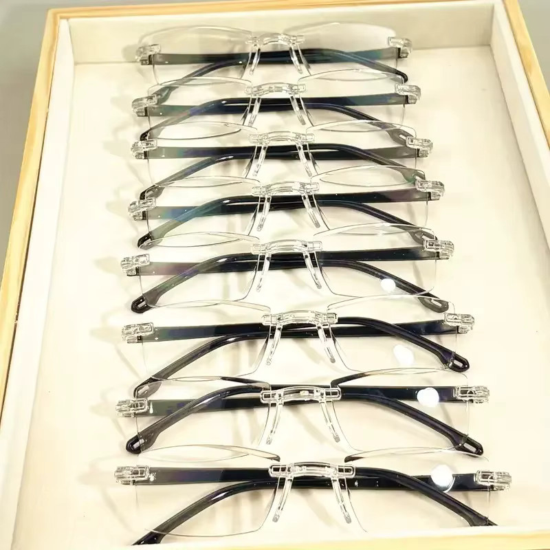 DIXSG Lesebrille, randlos, rechteckig, transparent, Unisex - Bild 2