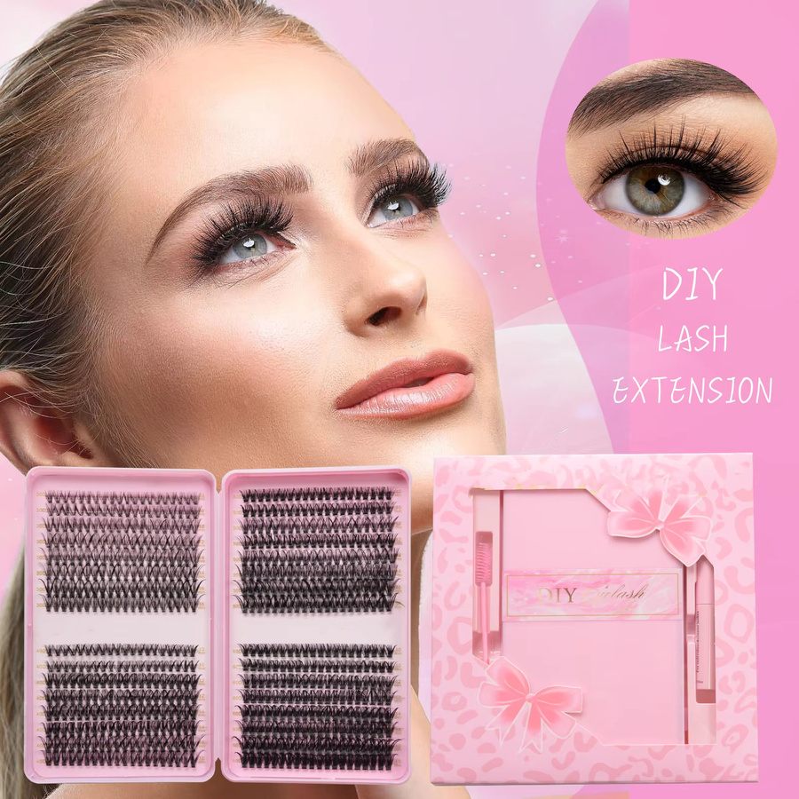 EYENGLE Wimpernverlängerungsset, 32 Reihen Mix Cluster Wimpern, Wasserdicht - Bild 2