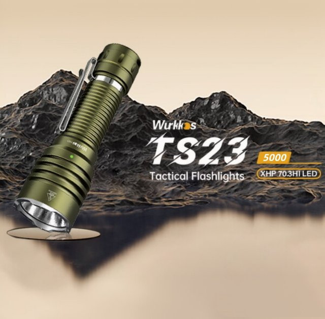Wurkkos TS23 taktische Taschenlampe mit 5000 Lumen XHP70.3 HI LED, wiederaufladbare 21700 EDC Taschenlampe, IPX8 wasserdicht, Aluminium - Bild 1