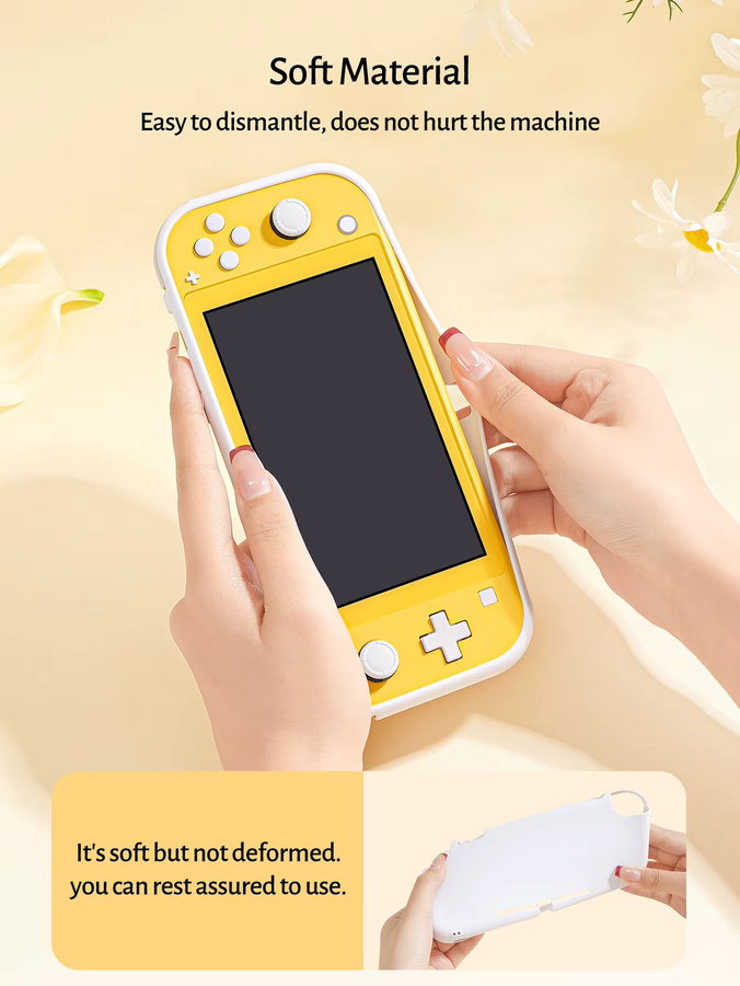 Nintendo Switch Lite Schutzhülle in Weiß mit Trageband, Displayschutzfolie und Handgriffabdeckung - Bild 2