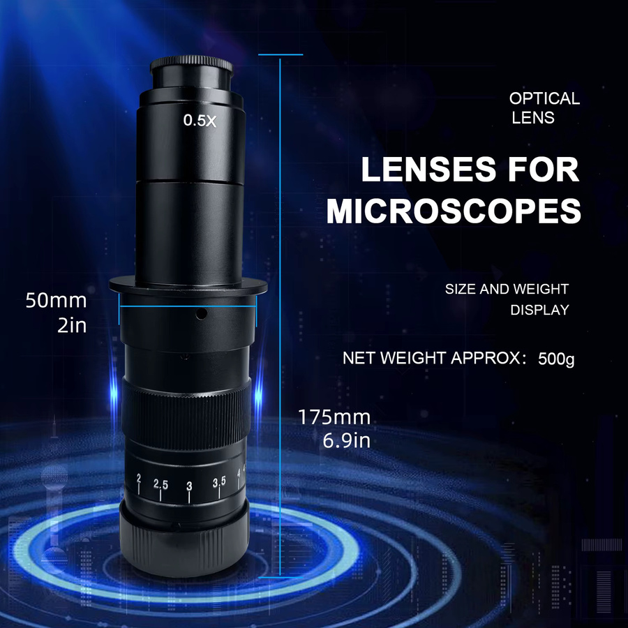 YIZHAN C-Mount Zoomobjektiv mit einstellbarer optischer Linse 40/50mm in Schwarz für Mikroskope - Bild 4