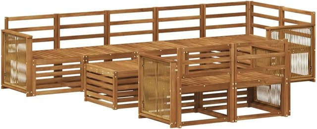vidaXL Sofagarnitur aus Massivholz Akazie in Braun mit modernem Latten-Design - Bild 1