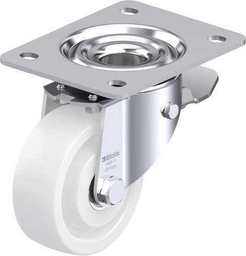 Blickle Lenkrolle LK-SPO 100K-3-ST mit Feststeller, Farbe: Weiß, Rad-Durchmesser: 100 mm, Tragfähigkeit: 350 kg - Bild 1