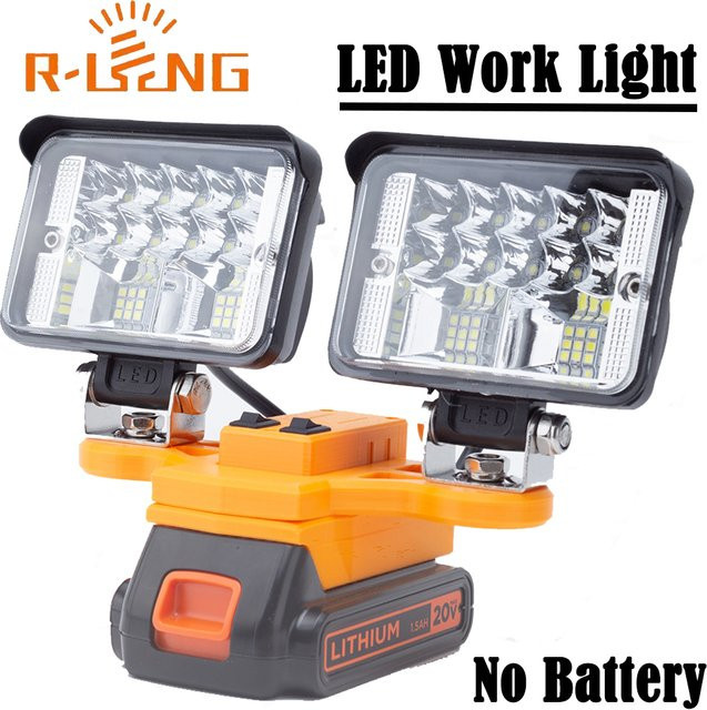 BLACK+DECKER LED-Arbeitsleuchte für 20 V Lithium-Batterie mit USB Typ C, kabelloses Notlicht in Gelb und Schwarz für Garten und Outdoor-Einsätze - Bild 1