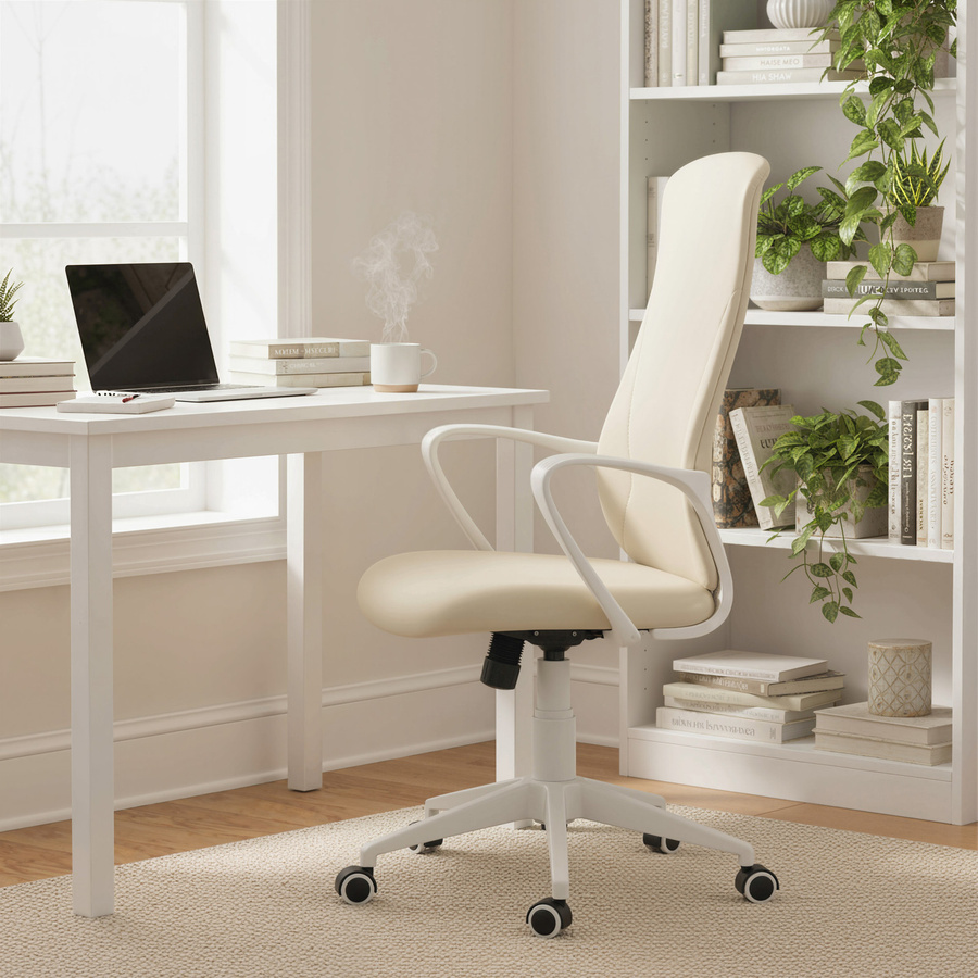 Vinsetto Drehbarer Bürostuhl für Jugendliche in Beige mit Armlehnen und Kippfunktion, B/T/H: 62 x 56 x 110-119,5 cm - Bild 2