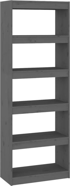 vidaXL Bücherregal und Raumteiler aus Massivholz Kiefer in Grau, B/T/H: 60 x 30 x 167,5 cm - Bild 1