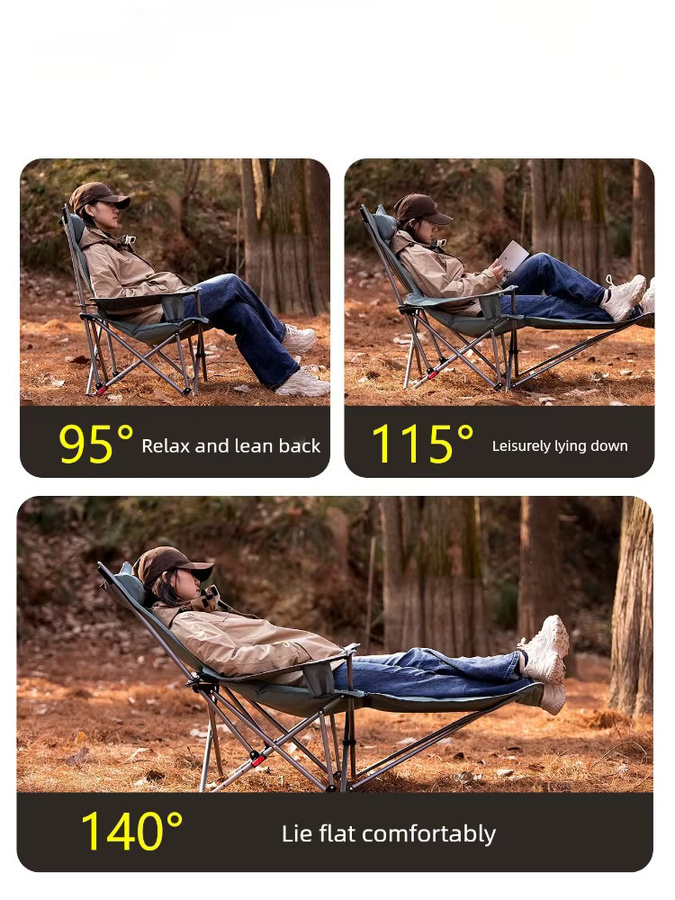 MOUNTAINHIKER 2-in-1 Klappbarer Campingstuhl als leichter Liegestuhl mit verstellbarer Rückenlehne und Fußstütze, Farbe: Grau - Bild 6