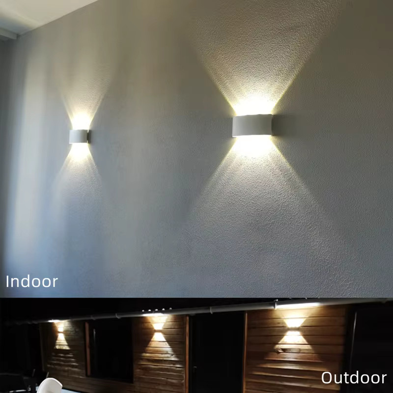 Evelobin LED Wandleuchte Up-Down in Silber aus Aluminium, Wasserdicht IP65, Warmweißes Licht für Innen und Außen - Bild 2