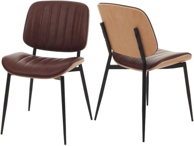 2er-Set Esszimmerstühle MCW O44 aus Bugholz und Kunstleder in Natur Vintage Braun - Bild 1