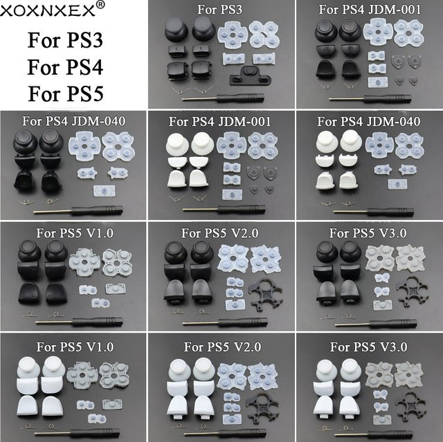 Reparatur-Kit für PlayStation Controller mit R1 R2 L1 L2 Trigger Tasten, Analog Stick Caps und Schraubendreher für PS3, PS4 JDM-001 040 sowie PS5 V1 V2 V3 - Bild 1