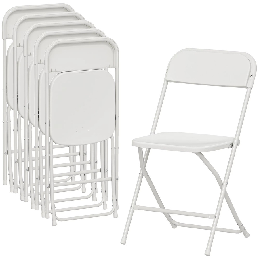 6er Set HOMCOM Klappstühle aus Kunststoff mit Stahlgestell in Weiß für Küche und Esszimmer, belastbar bis 120 kg - Bild 2