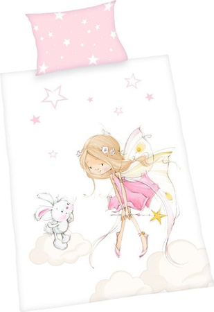 Baby Best Renforcé Wende-Bettwäsche Little Fairy aus Baumwolle in Pink und Weiß, Set bestehend aus Kopfkissenbezug und Bettbezug, B/T/H: 40 x 60 cm und 100 x 135 cm