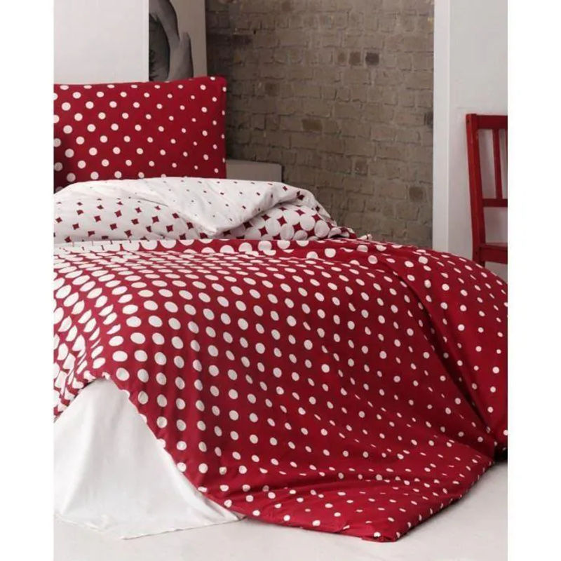 Bettwäsche-Set aus 100% Baumwolle in Rot mit 1 Bettbezug (Breite: 220 cm, Höhe: 240 cm) und 2 Kissenbezügen (Breite: 60 cm, Höhe: 60 cm) - Bild 3