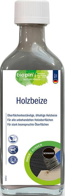 Biopin Holzbeize Schwarz wasserabweisend lösemittelbasiert 250 ml - Bild 1