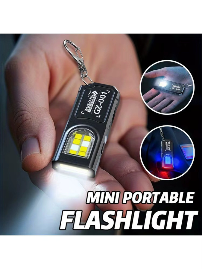 ZHIYU LED-Schlüsselanhänger-Taschenlampe mit Typ-C-Ladefunktion, 550 lm Flutlicht-Arbeitsleuchte mit Magnet, Schwarz - Bild 6