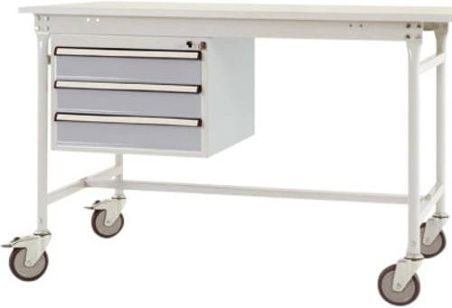 Manuflex ZB4632.9006 Mobiler Gehäuse-Unterbau mit 3 Schubfächern in Alusilber ähnlich RAL 9006 für Tischtiefe 800 mm - Bild 1