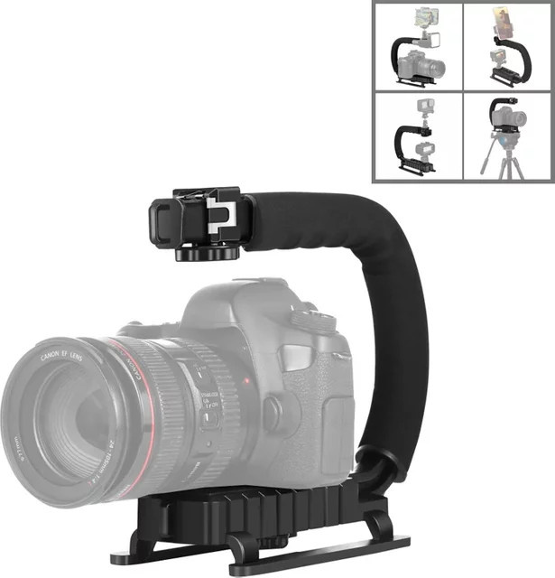 PULUZ C-Form Handheld Kamera Stabilisator Halterung in Schwarz mit Zubehör für SLR und DV Kameras - Bild 1