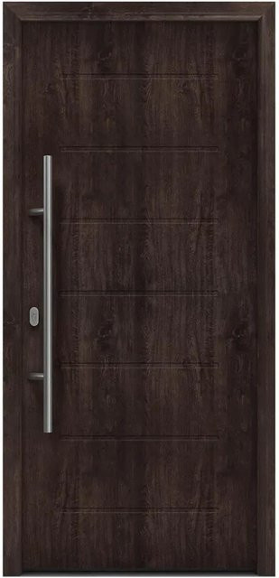 EcoStar Haustür Isopro IP 015 Eiche Dunkel B: 110 cm, H: 210 cm, DIN Links - Bild 1