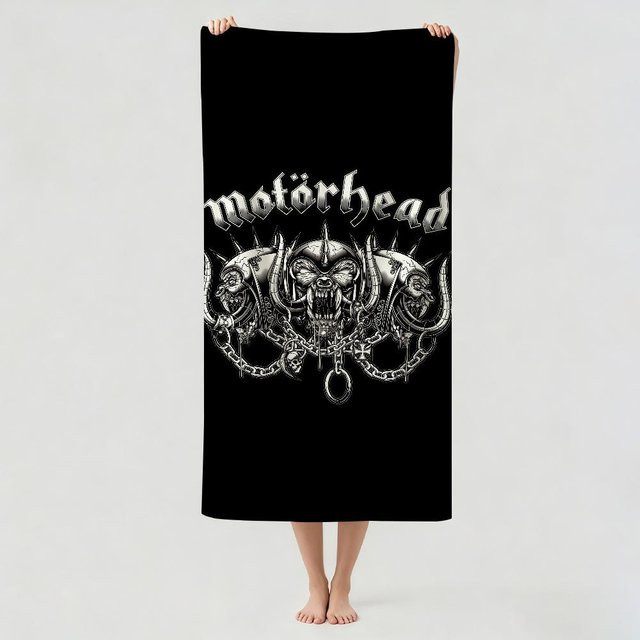 JINGYUE Pet Microfaser Trockentuch Motörhead Rockband Badehandtuch Schwarz, B/B: 90 x 180 cm - Bild 1