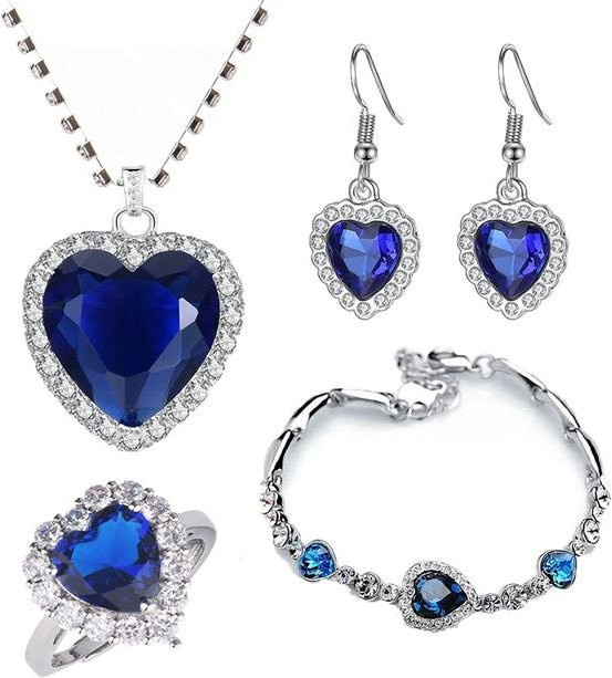 Wucifang Jewelry Schmuck-Set, Halsketten, Blau, Zirkonia, Damen - Bild 1
