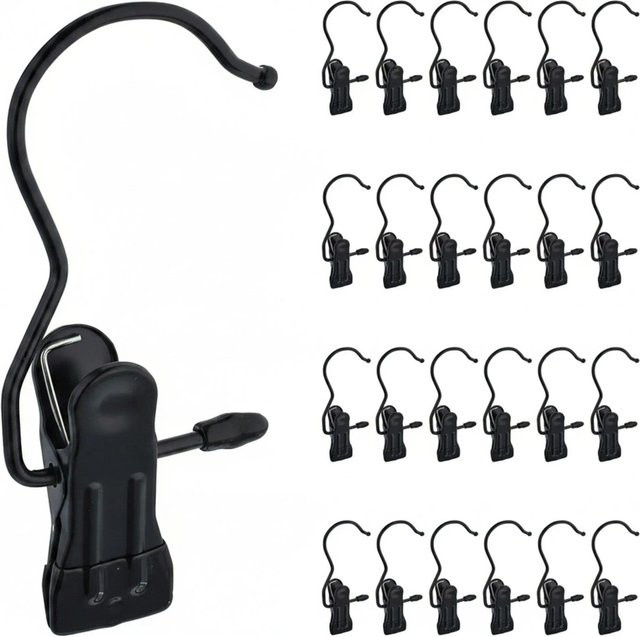 Relaxdays Stiefelklammern 25er Set aus Eisen und PVC in Schwarz, drehbar und rutschfest, B/T/H: 10,5 x 5 x 2 cm - Bild 1