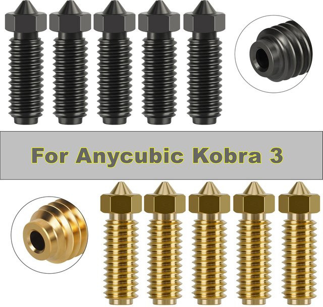 Anycubic 3D-Druckerdüsen für Kobra 3 und Kobra 3 Combo aus Messing und gehärtetem Stahl, Durchmesser: 0,2 mm, 0,4 mm, 0,6 mm, 0,8 mm, 1,0 mm - Bild 1
