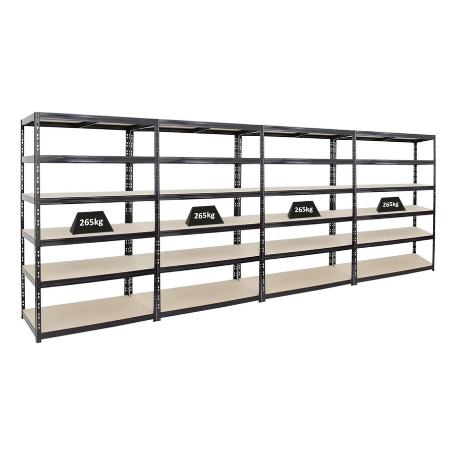 PROREGAL Schwerlastregal Giant Tiger 4er Set, Schwarz, 6 Ebenen, H x B x T: 200 x 120 x 60 cm - Bild 2