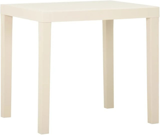vidaXL Gartentisch aus Kunststoff in Weiß für Garten, Terrasse oder Campingplatz, B/T/H: 79 x 65 x 72 cm - Bild 1