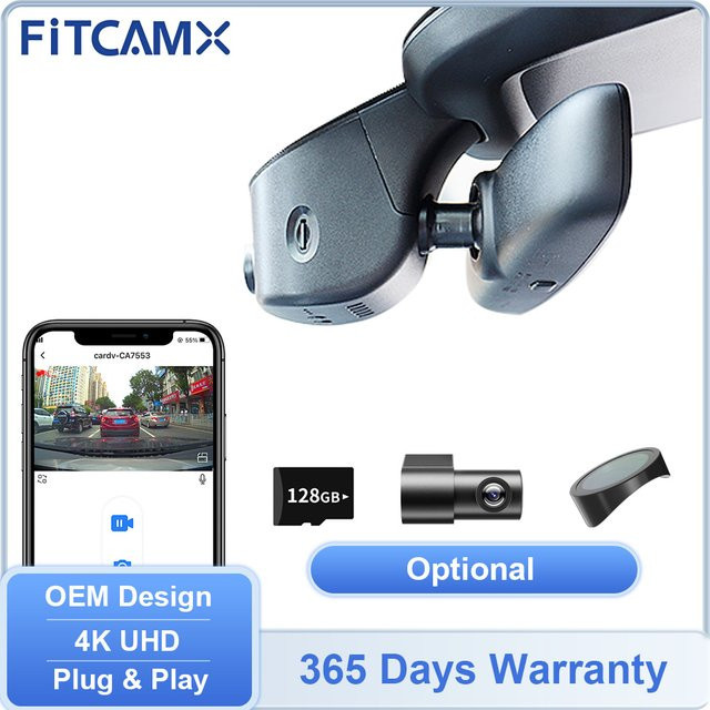 FITCAMX 4K UHD Dashcam Fahrrekorder mit WLAN für Audi A1 A3 A4 A5 A6 A7 A8 Q2 Q3 Q5 Q7 Q8 S RS in Schwarz - Bild 1