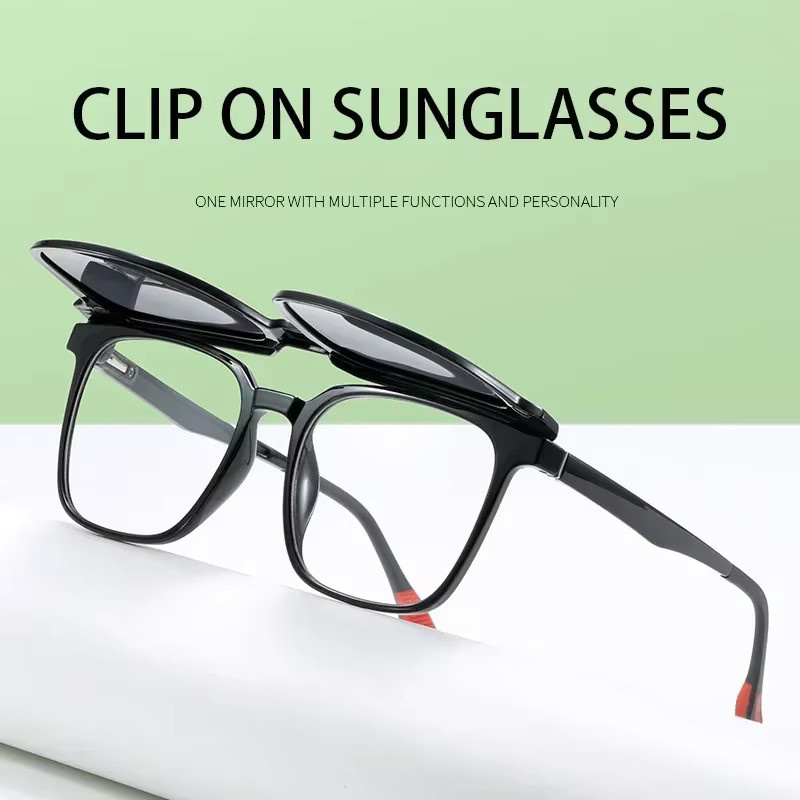 CLLOIO Sonnenbrille, magnetische Clip-Optik, Vollrand, Square, Schwarz, Unisex - Bild 3