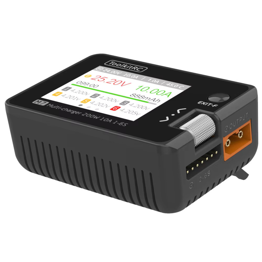 ToolkitRC M7 DC Balance Ladegerät und Entlader mit 200W 10A für 1-6S Lipo Batterien, Servo Checker und ESC Tester in Schwarz - Bild 4