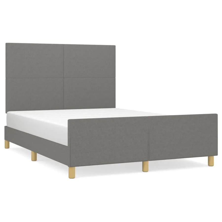 vidaXL Bettgestell mit Kopfteil in Dunkelgrau aus Stoff und Holz, B/T/H: 140 x 200 x 146 cm - Bild 2