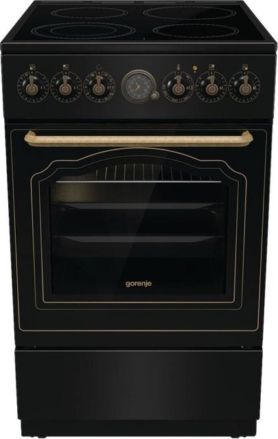 Gorenje Retro-Standherd GECS5B70CLB mit Glaskeramikkochfeld in Schwarz B/H/T: 50 x 85 x 60 cm - Bild 1