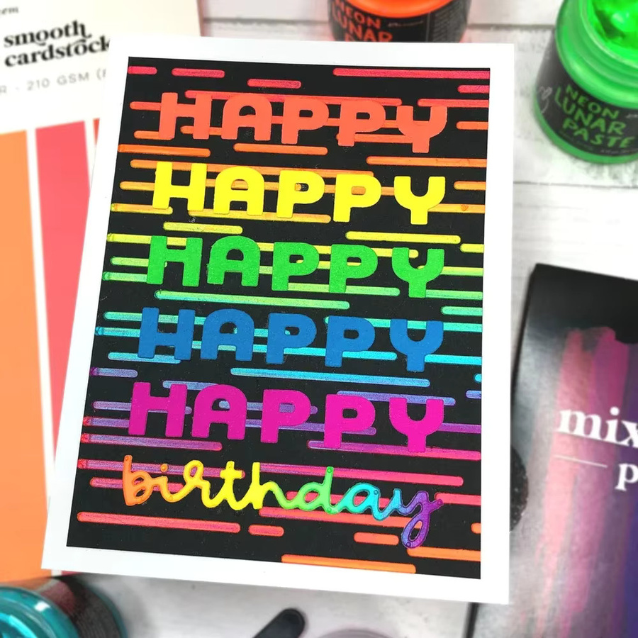 Metall-Stanzformen für Scrapbooking und Papierkarten mit Motiv Alles Gute zum Geburtstag und Frohe Ostern in Mehrfarbig - Bild 2