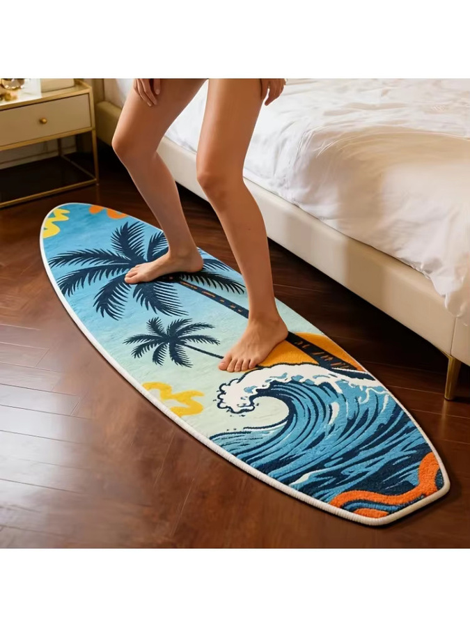 VIKAMA Surfboard-Teppich im hawaiianischen Stil, rutschfester dekorativer Teppich in Multicolour für Wohnzimmer und Schlafzimmer - Bild 3