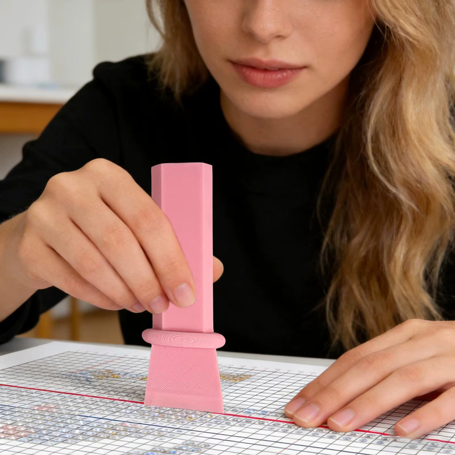 Rutschfestes Ausrichtungswerkzeug für Felsmalerei in Pink aus Kunststoff mit gerader Kante und Halter für Steinkunst und DIY-Dekoration - Bild 3