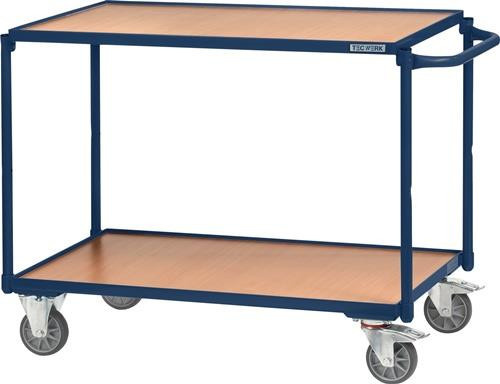 Tecwerk Tischwagen in Saphirblau RAL 5003 mit waagerechtem Schiebebügel und einer Tragfähigkeit von 300 kg - Bild 1