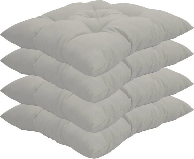 NYVI Genua Sitzkissen 4er Set Weiß, quadratisch und gesteppt, B/B: 38 x 38 cm - Bild 1