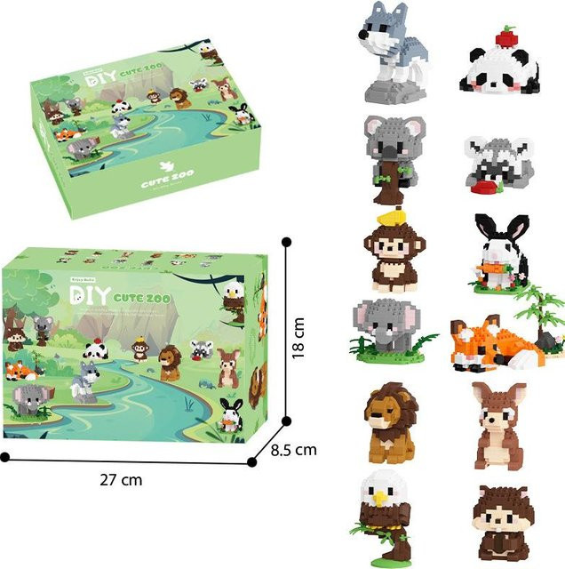 Yiran toy Mikropartikel-Montagebausteine Wald Tier-Serie, 12-teiliges Set, ab 3 Jahren - Bild 1