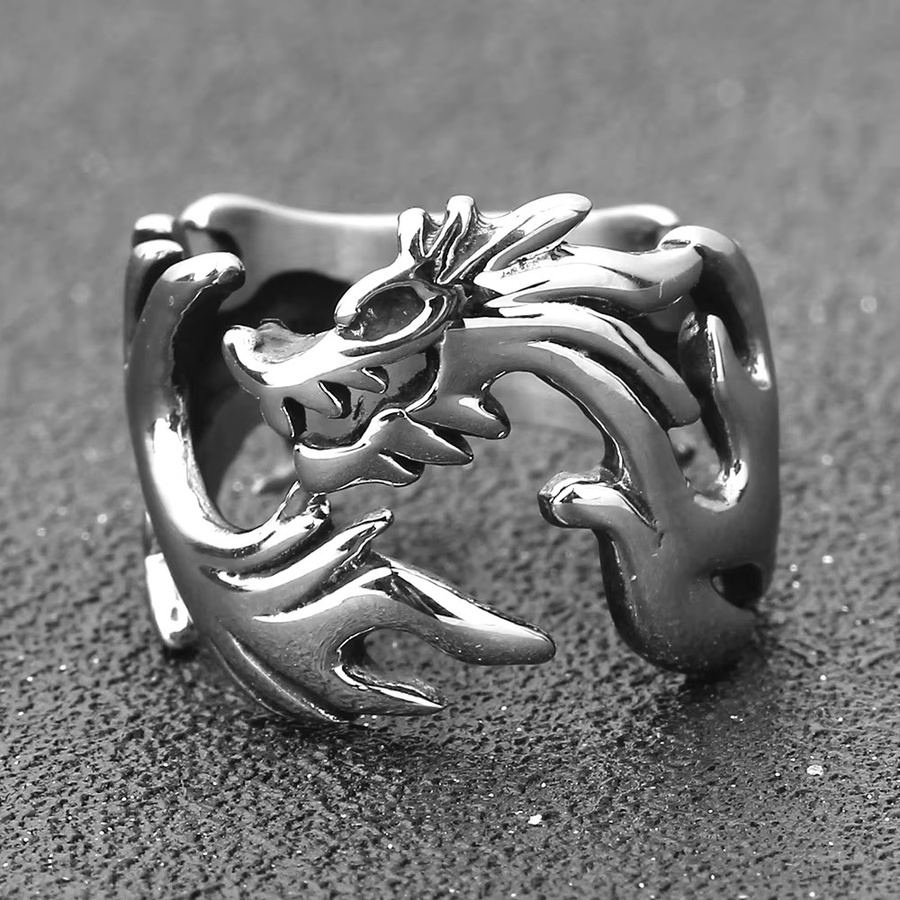 VQYSKO Drachen Ring, Edelstahl, Silber, Herren, Punk - Bild 3