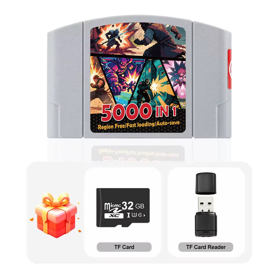 Retro Spielkassette für Nintendo 64 Konsole mit 5000 in 1 Spielen und 32 GB TF-Karte in Weiß und Grau ohne Regionsbeschränkung - Bild 4