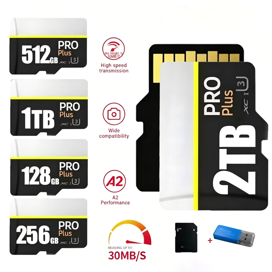 BMAD High-Speed SD-Karte V30 A2 mit Micro TF SD-Adapter für Smartphone, Tablet und PC, Schwarz - Bild 4