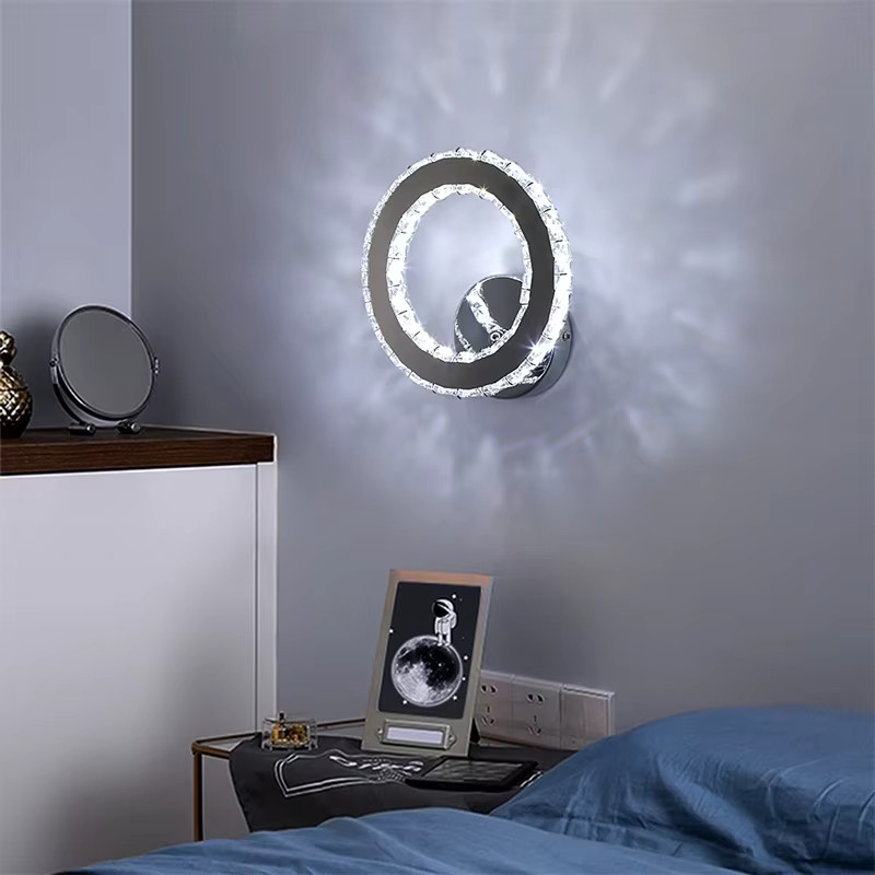 GreeLustr Moderne LED Wandleuchte aus K9 Kristall und Metall in Transparent für Schlafzimmer und Flur - Bild 2