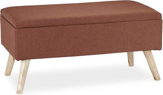 Relaxdays Sitzbank aus Stoff in Braun mit Stauraum, B/T/H: 79,5 x 39,5 x 39,5 cm - Bild 1