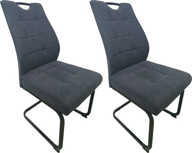 HTI-Living Schwingstuhl Marek Velvet Dunkelgrau 2er-Set mit samtiger Oberfläche - Bild 1