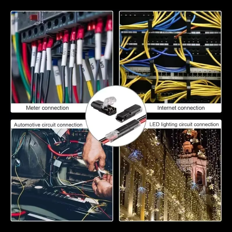 2-poliger elektrischer Steckverbinder mit Verriegelungsschnalle und doppelten Plug-in-Klemmenblock in Schwarz - Bild 4